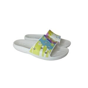 Crocs Classic Slide in White Marble Men’s 7 Women’s 9